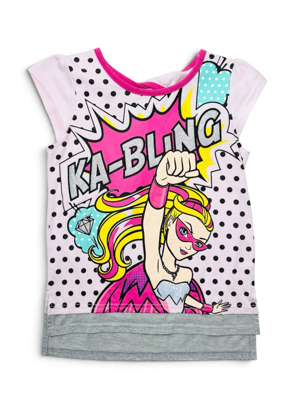 Official Mattel 2014 Barbie Princess Power Superhero Ka-Bling Graphic Tee Size 6